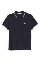 Men's Moncler Striped Collar Polo Shirt, Size - Blue