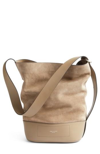Rag And Bone Walker Sling Leather & Suede Bucket Bag - Grey