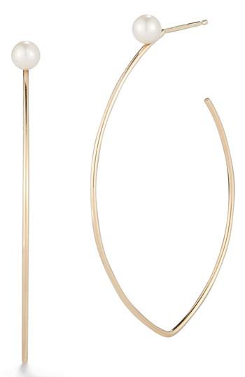 Women's Mizuki Pearl Marquise Hoop Earrings