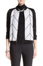 Women's St. John Collection Prisha Geo Knit Sequin Bomber, Size - White