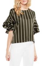 Women's Vince Camuto Ruffle Sleeve Stripe Blouse, Size - Green