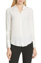 Women's Club Monaco Helek Covered Button Silk Shirt - White