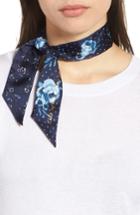 Women's Kate Spade New York Prairie Rose Silk Skinny Scarf, Size - Blue