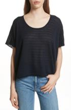 Women's Vince Textured Stripe Wool & Cashmere Tee - Blue