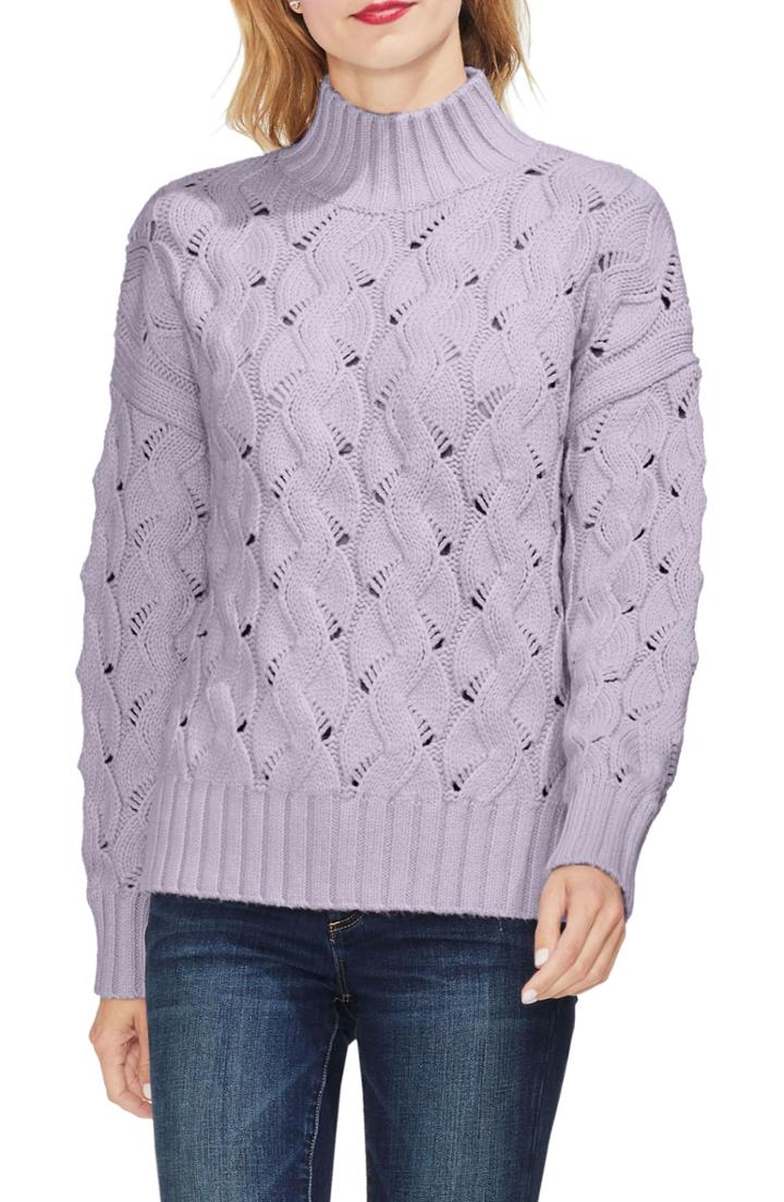 Women's Vince Camuto Texture Stitch Mock Neck Sweater - Purple