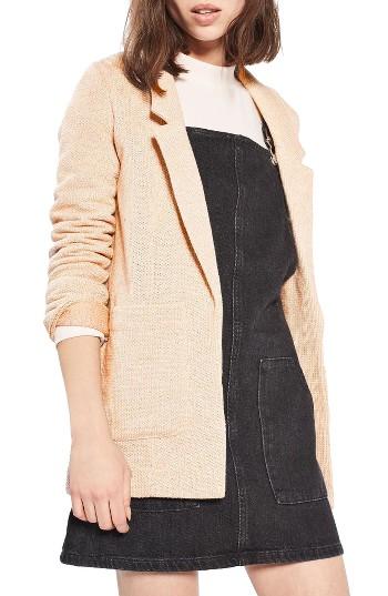 Women's Topshop 'george' Open Jersey Boyfriend Blazer Us (fits Like 0) - Pink