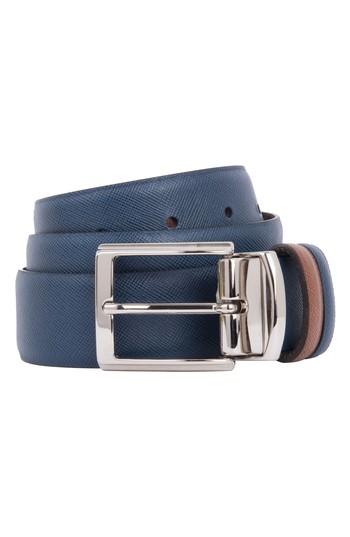 Men's Bugatchi Crosshatched Leather Belt