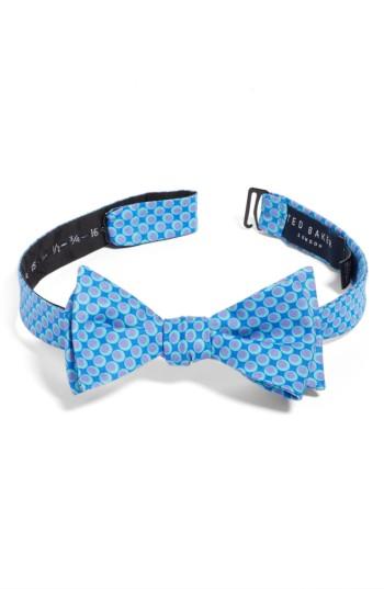 Men's Ted Baker London Dot Cotton & Silk Bow Tie, Size - Blue