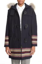 Women's Red Valentino Toggle Coat With Genuine Coyote Fur Trim