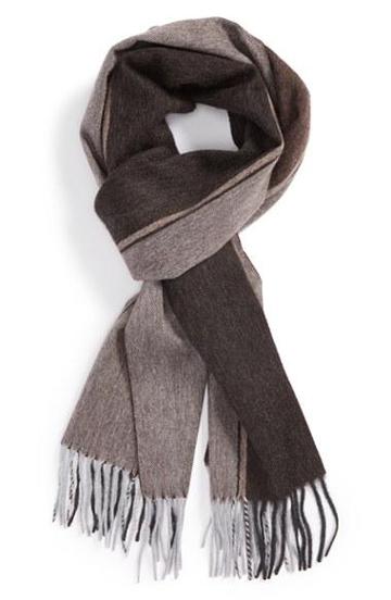 Nordstrom Stripe Cashmere Scarf Brown