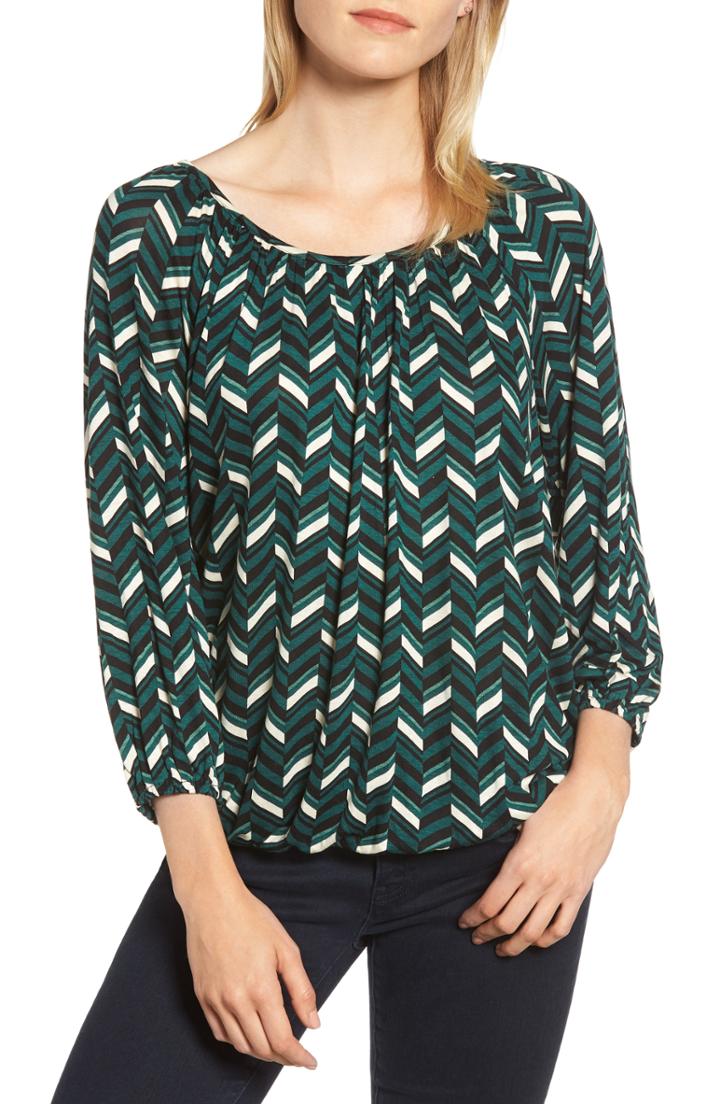 Women's Michael Michael Kors Chevron Peasant Top - Green