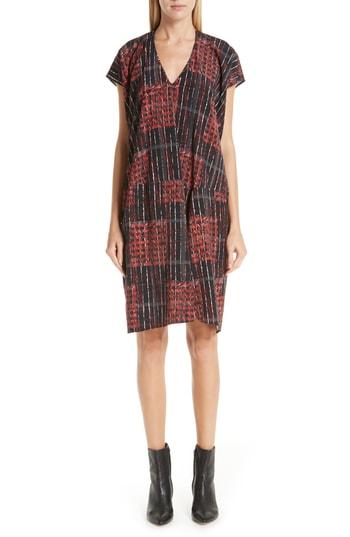 Women's Zero + Maria Cornejo Plaid Stretch Silk Dress - Red
