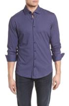 Men's Stone Rose Floral Geo Print Knit Sport Shirt - Blue