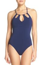 Women's Robin Piccone High Neck One-piece Swimsuit - Blue