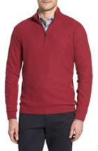 Men's David Donahue Honeycomb Merino Wool Quarter Zip Pullover - Burgundy