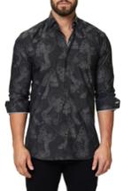 Men's Maceoo Trim Fit Print Sport Shirt (s) - Black