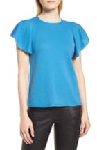 Women's Nordstrom Signature Flutter Sleeve Cashmere Sweater - Blue