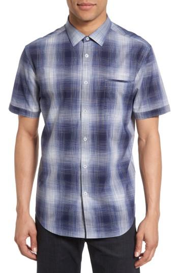 Men's Good Man Brand On Point Trim Fit Plaid Sport Shirt - Blue