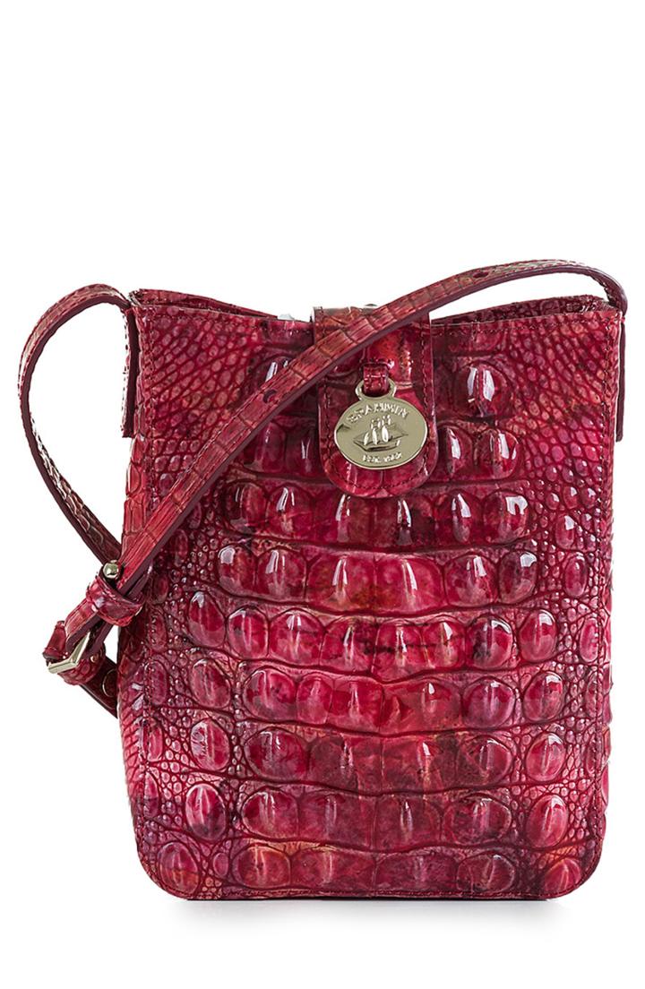 Brahmin Marley Croc Embossed Leather Crossbody Bag - Red