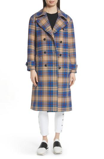 Women's Rag & Bone Ace Plaid Trench Coat - Blue