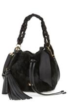 Frances Valentine Small Genuine Rabbit Fur & Leather Bucket Bag -