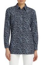 Women's Lafayette 148 New York Kadin Villa Vines Blouse, Size - Blue