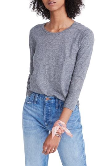 Women's Madewell Whisper Cotton Long Sleeve Crewneck Tee, Size - Grey