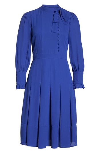 Women's Chelsea28 Button Tie Neck Dress - Blue