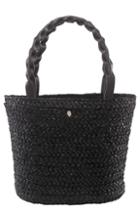 Helen Kaminski Medium Woven Raffia Market Basket - Black