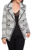 Women's 1.state Double Breasted Novelty Tweed Jacket - Black