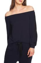 Women's 1.state Lace Detail Off The Shoulder Top, Size - Blue