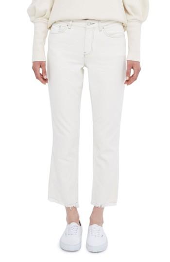 Women's Topshop Boutique Contrast Panel Straight Leg Jeans Us (fits Like 0-2) X - Ivory