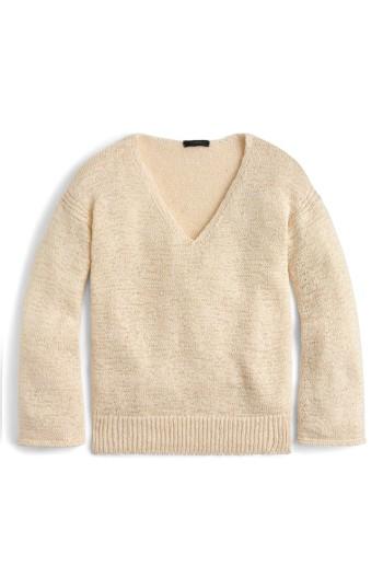 Women's J.crew Flare Sleeve Swing Sweater, Size - Ivory