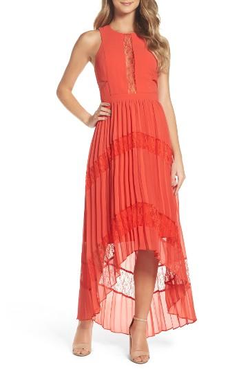 Women's Adelyn Rae Irina Pleated High/low Dress - Orange