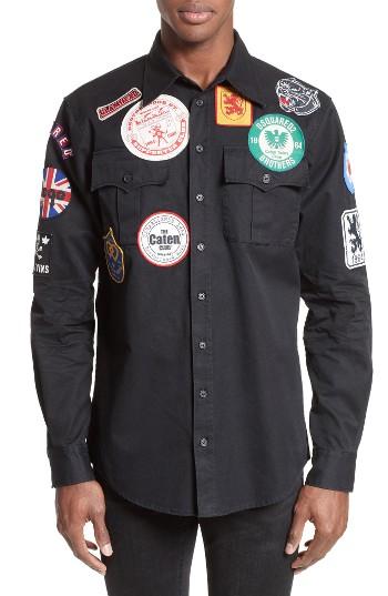 Men's Dsquared2 Multi Patch Military Shirt