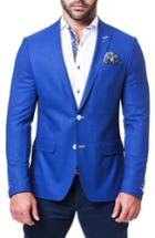 Men's Maceoo Descartes Check Blue Blazer (m) - Blue