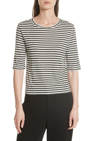 Women's Vince Stripe Crop Tee - Black