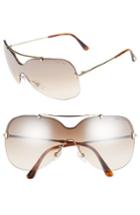 Women's Tom Ford Ondria Gradient Lens Shield Sunglasses - Shiny Rose Gold/ Smoke