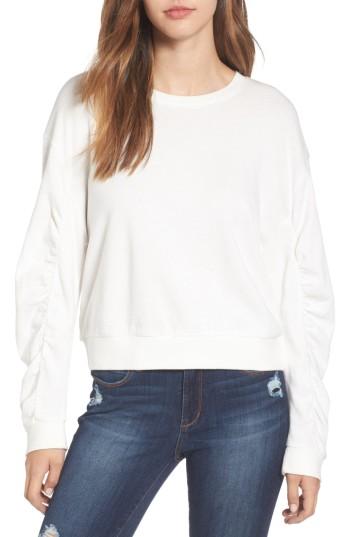 Women's Bp. Ruched Sleeve Sweatshirt, Size - Ivory