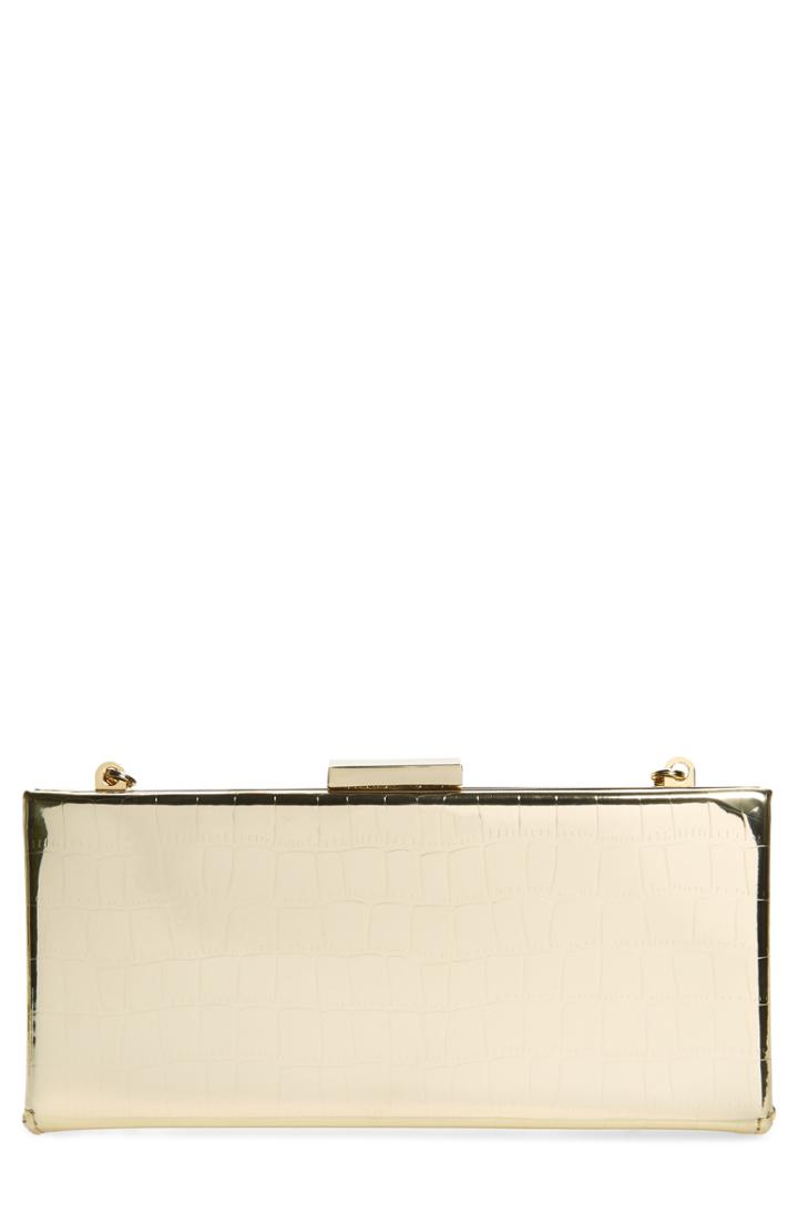 Nordstrom Croc Print Metallic Box Clutch -