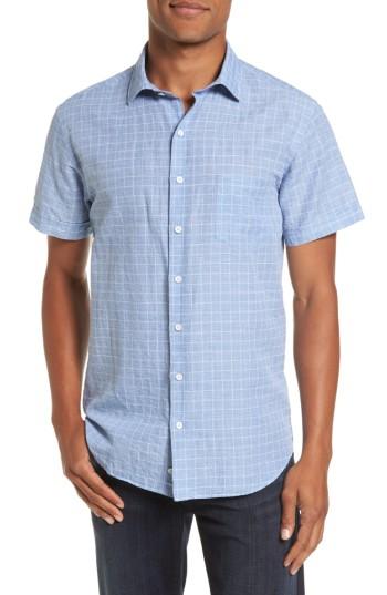 Men's Rodd & Gunn Devon Street Sport Fit Check Sport Shirt, Size - Blue
