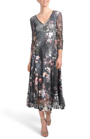 Women's Komarov Floral A-line Midi Dress - Black