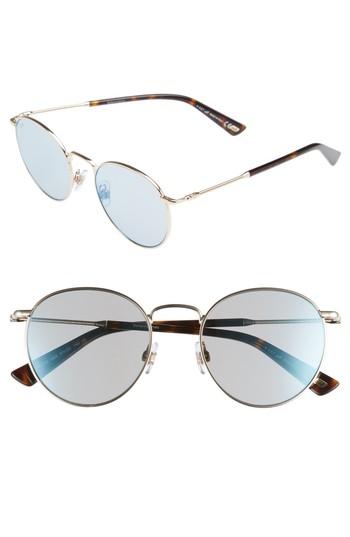 Women's Web 51mm Round Metal Sunglasses - Shiny Rose Gold/ Blue Mirror