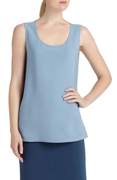 Women's Lafayette 148 New York 'davis' Silk Tank, Size - Blue