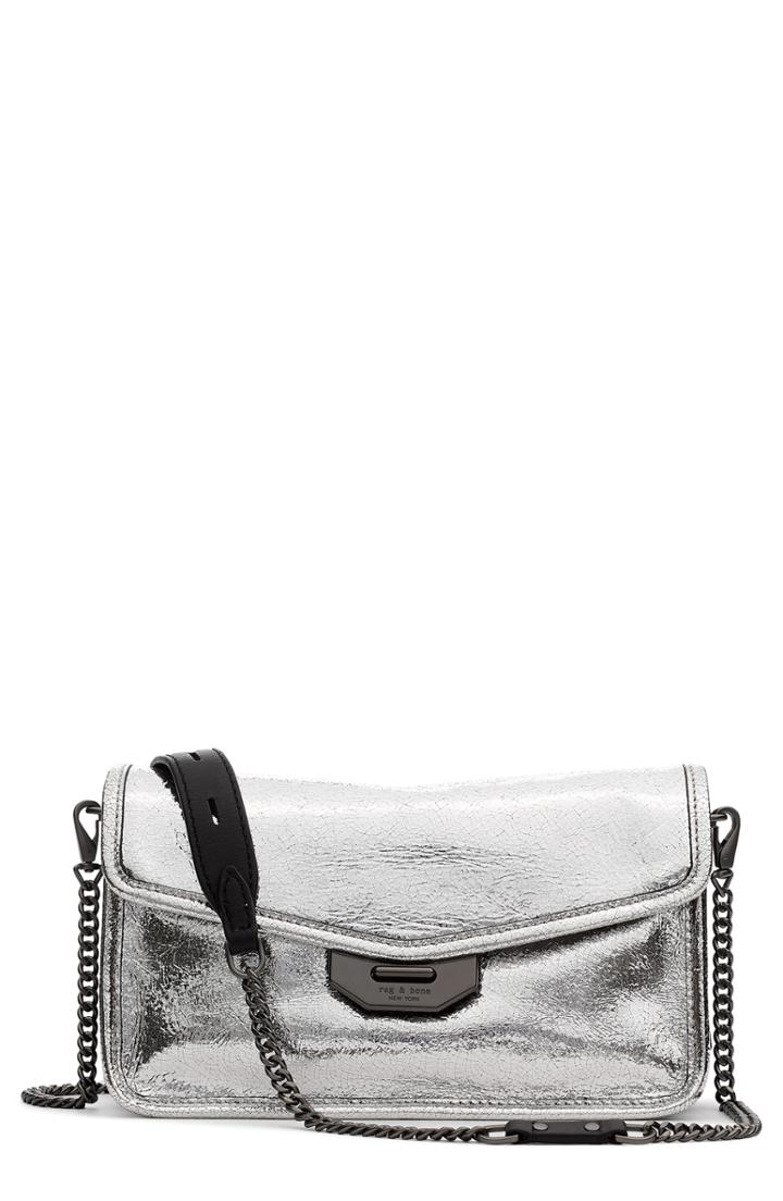 Rag & Bone Field Metallic Leather Clutch - Metallic