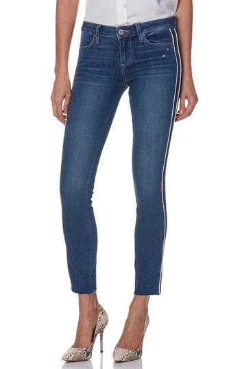 Women's Paige Verdugo Transcend Vintage Piped Raw Hem Ankle Skinny Jeans - Blue