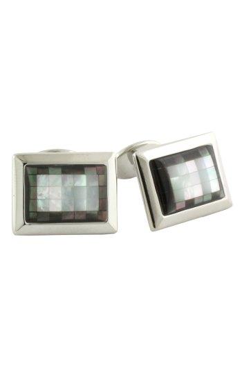 Men's David Donahue Sterling Silver, Mother-of-pearl & Hematite Cuff Links