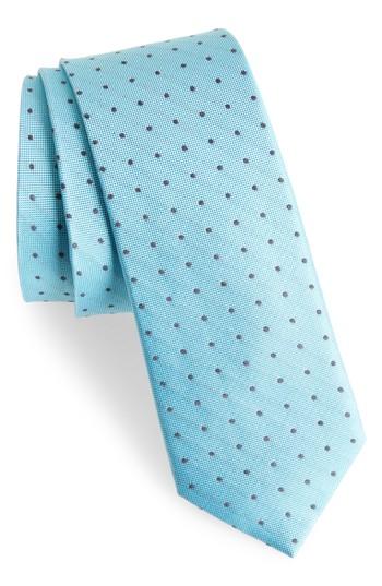 Men's Calibrate Dot Silk Blend Skinny Tie, Size - Green