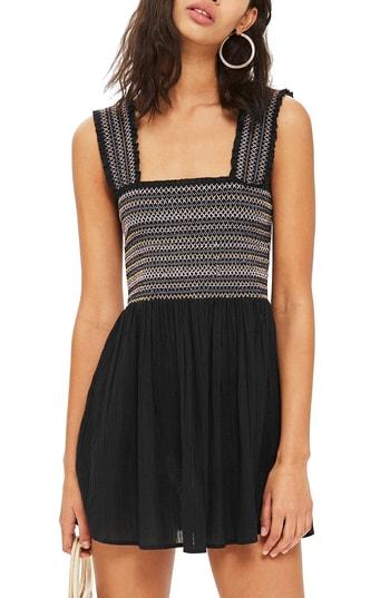 Women's Topshop Shirred Minidress - Black