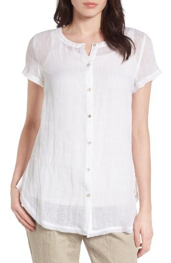 Women's Eileen Fisher Button Front Organic Linen Tunic - White